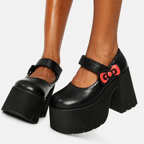 DOLLS KILL x HELLO KITTY Precious Present Faux Leather Platform Mary Janes Black - Picture 12 of 16
